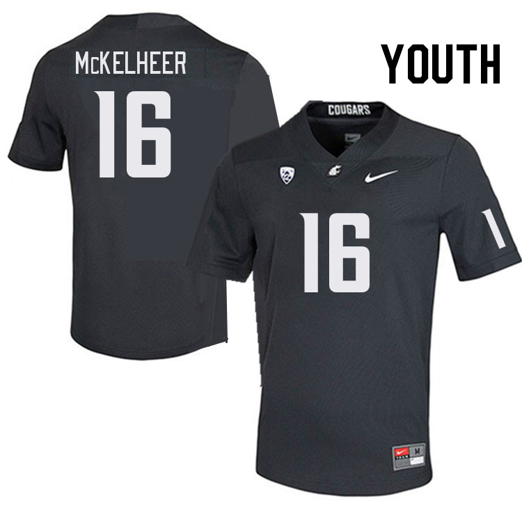 Youth #16 Brady McKelheer Washington State Cougars College Football Jerseys Stitched Sale-Charcoal - Click Image to Close
